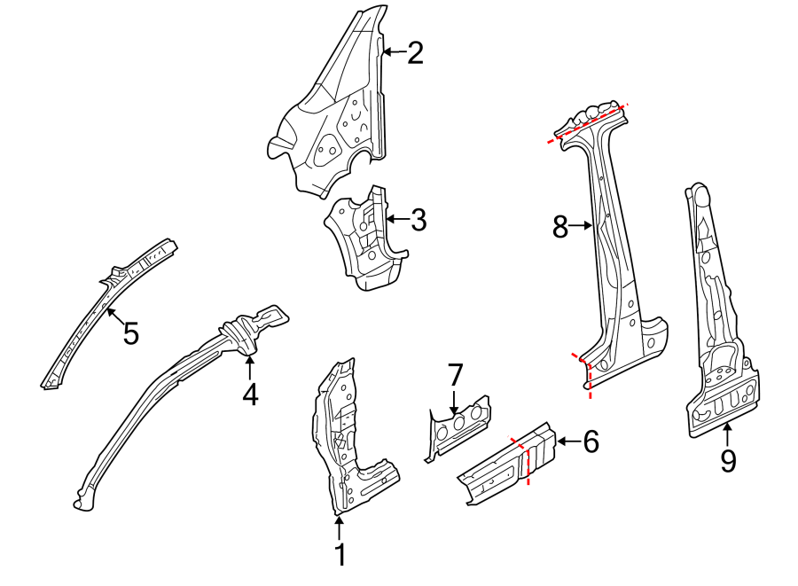 Inner Hinge Pillar 1K6-802-123-A - View 2