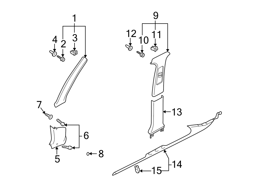 Upper Center Pillar Trim 3B0-868-418-N-6K8 - View 2