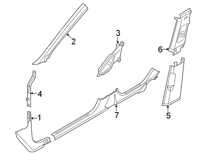 Upper Center Pillar Trim 5H0-867-243-D-4PK - View 2