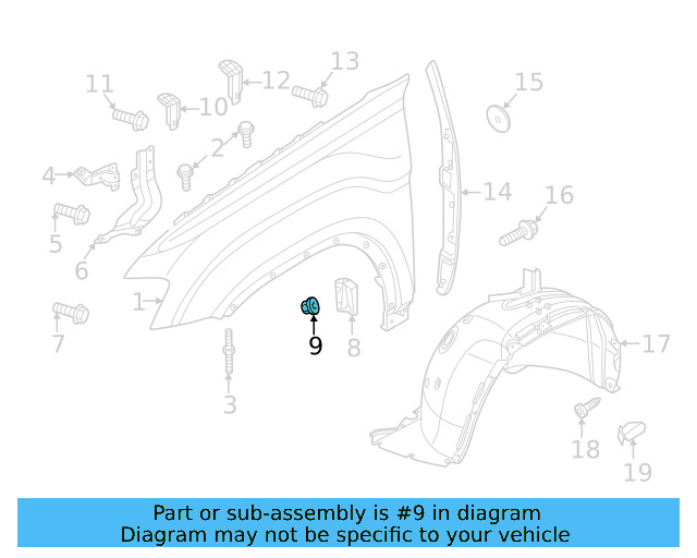 Quarter Panel Splash Shield Nut N-907-579-01 - View 81