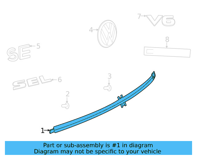 Rear Molding 3CM-853-583-G-2ZZ - View 3