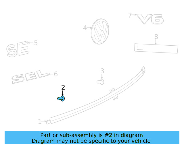 Rear Molding Grommet 7C0-853-586-A - View 3