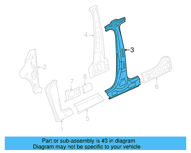 Inner Center Pillar 3C8-809-220-A - View 2