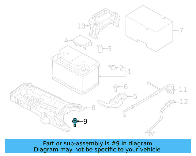 Battery Tray Bolt N-912-070-01 - View 3