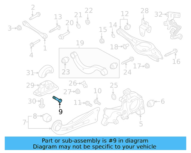 Trailing Arm Mount Bolt N-107-695-01 - View 58