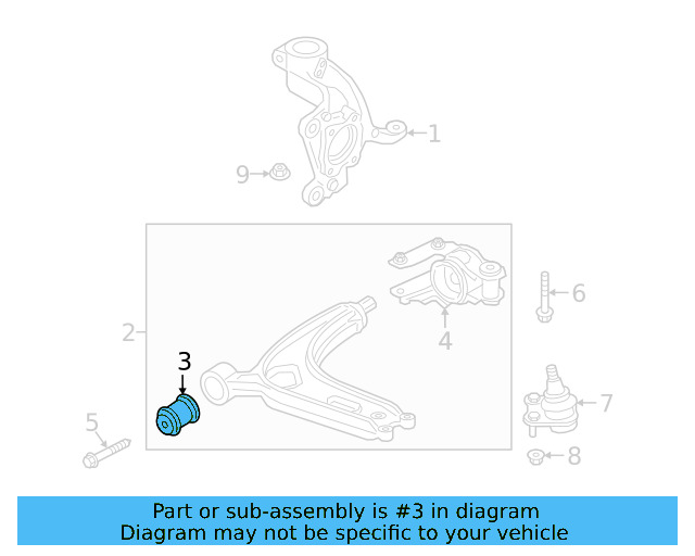 Lower Control Arm Front Bushing 3QF-407-182-A - View 6