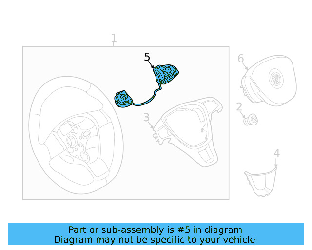 Cruise Control Switch 3G0-959-442-F-VJA - View 6