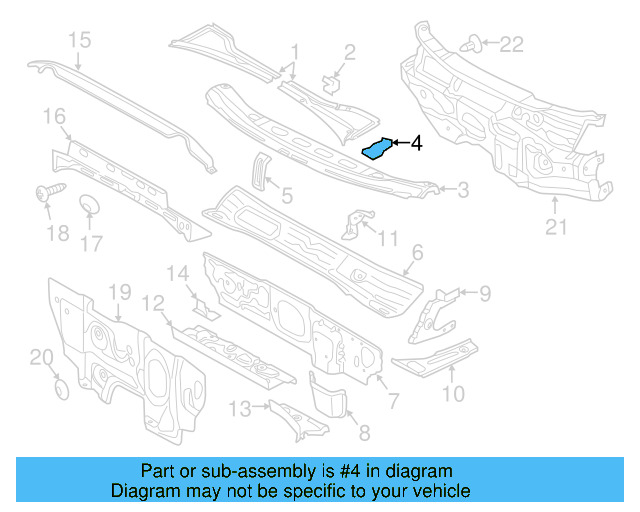 Cowl Top Panel Retainer Clip 8K0-805-217 - View 11