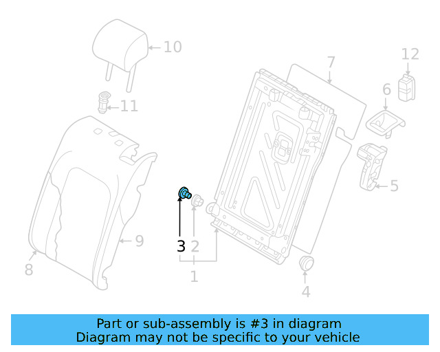 Seat Back Frame Bushing 3C0-885-166 - View 3