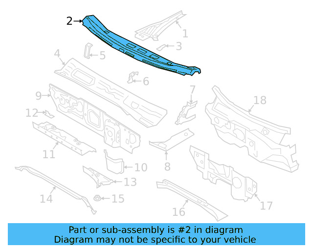Cowl Grille Panel 17A-802-483-B - View 5