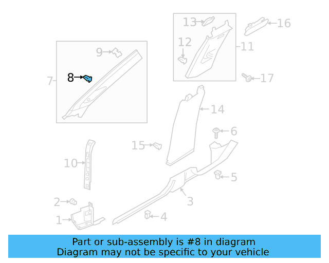 Windshield Pillar Trim Clip 5NA-867-276-B - View 20