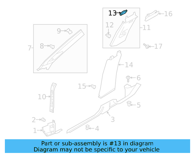 Upper Center Pillar Trim Retainer Nut 1K0-880-288-A
