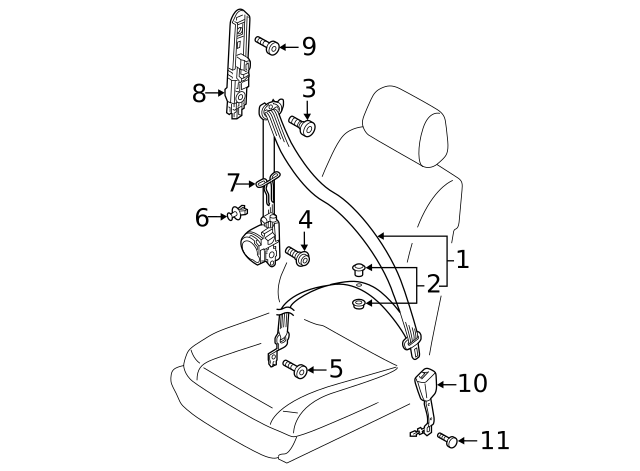 Seat Belt Lap And Shoulder Belt Nut N-989-234-03