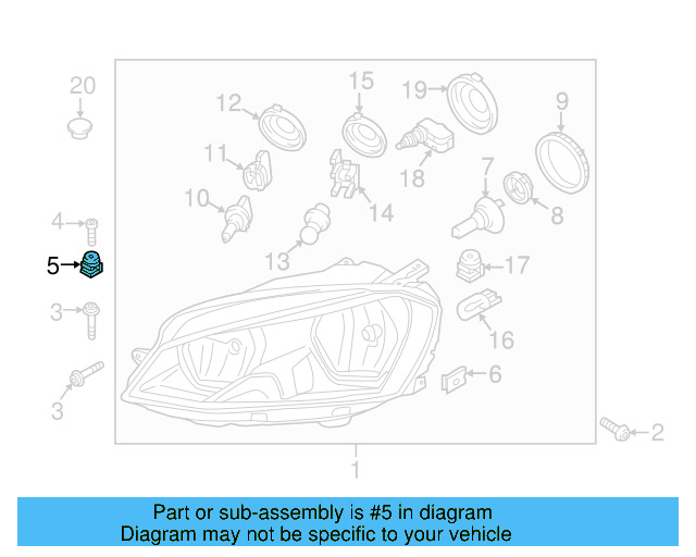 Headlamp Assembly Spacer 5G0-806-305 - View 15