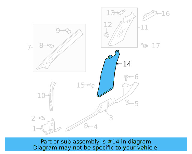 Lower Center Pillar Trim 3G8-867-291-2JV - View 5