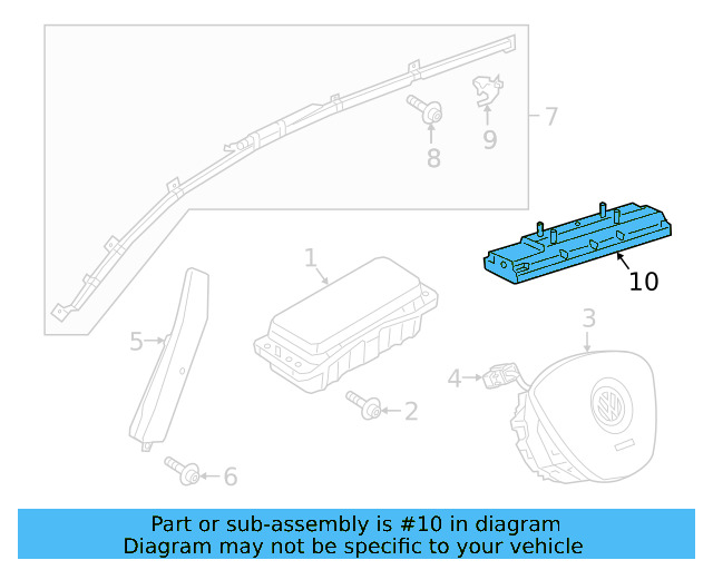 Knee Air Bag 3G8-880-842-D-82V - View 3