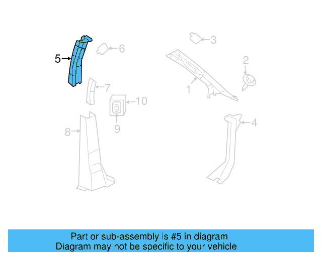 Upper Center Pillar Trim 7B0-867-243-A-XT1 - View 3