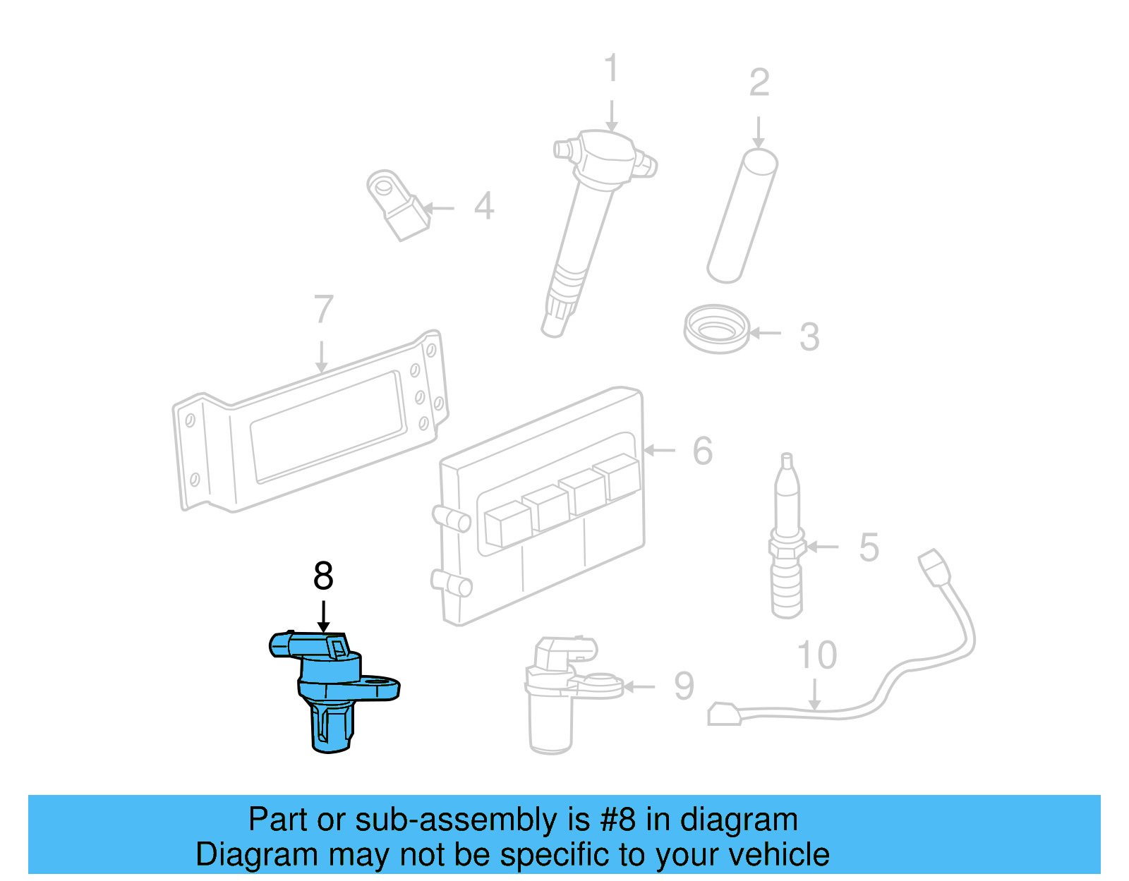Camshaft Position Sensor 7B0-907-601-A - View 3