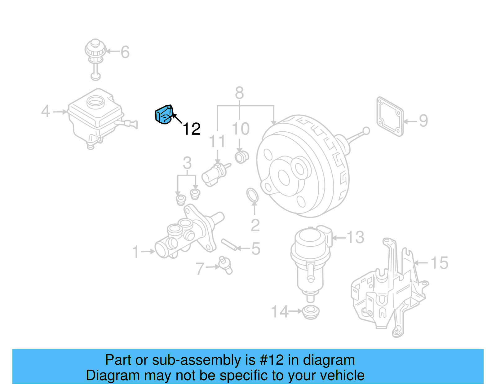 Power Brake Booster Vacuum Sensor 7E0-907-643 - View 10