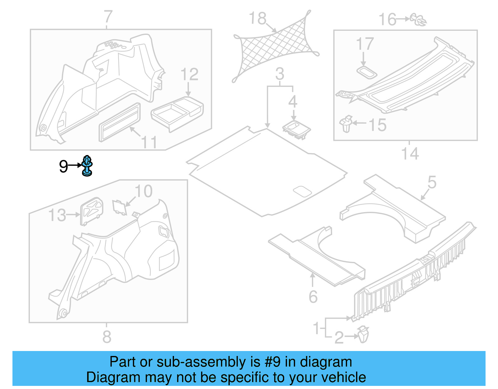 Trunk Trim Panel Clip 7H0-867-299-01C - View 17