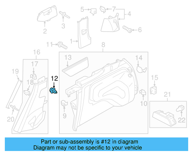 Trunk Trim Panel Clip 7H0-867-299-01C - View 21