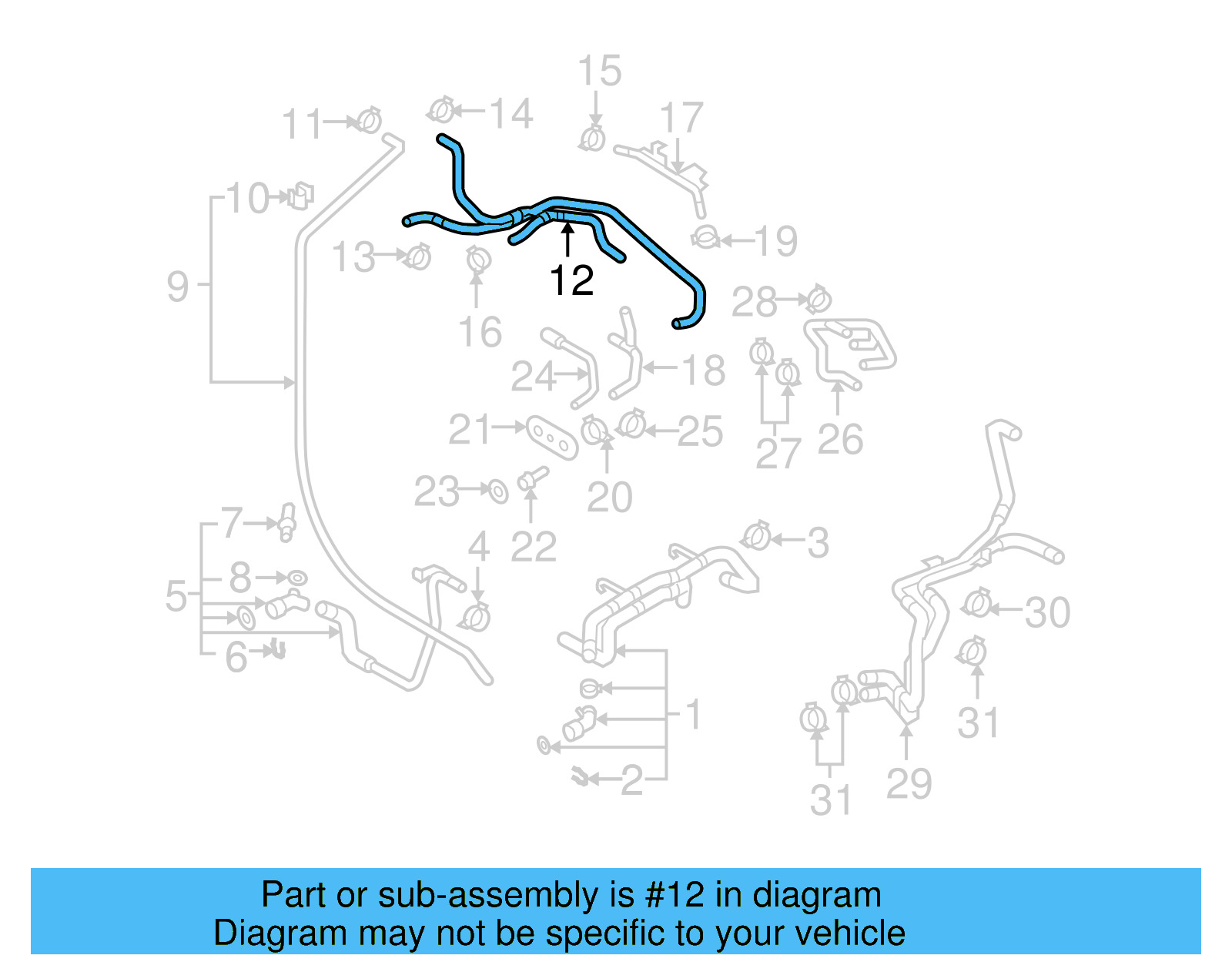Reservoir Hose 7L0-121-156-E - View 2