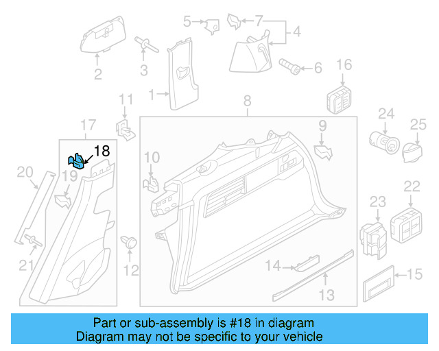 Lower Quarter Trim Retainer Clip 7L0-867-208 - View 28