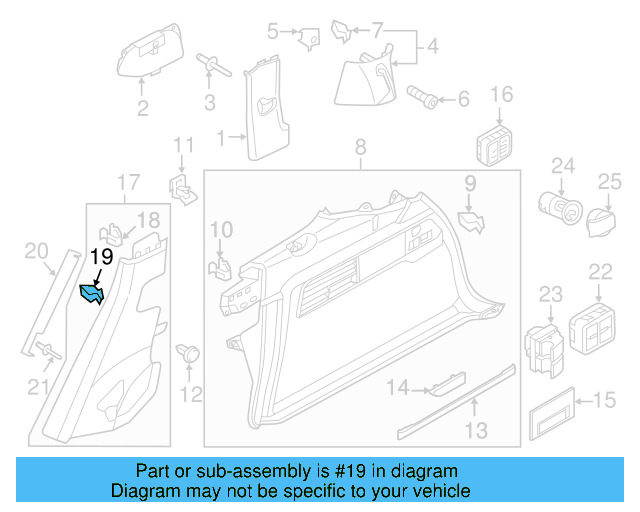Lower Quarter Trim Retainer Clip 7L0-867-208 - View 75