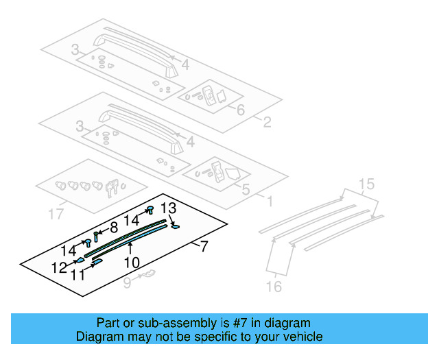 Roof Luggage Carrier Side Rail 7L6-860-181-G-QRD - View 6