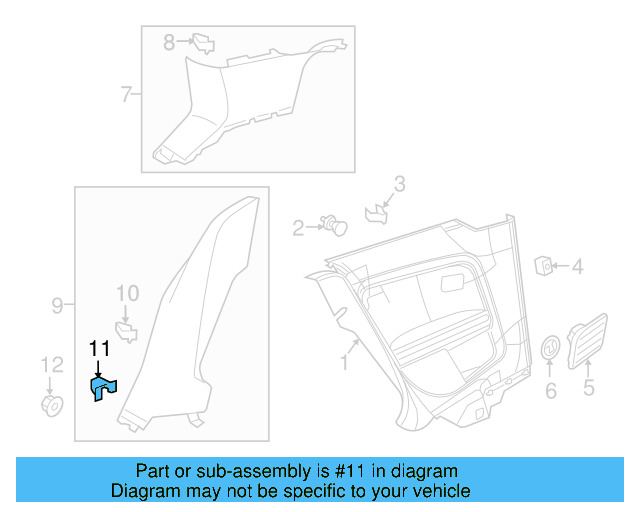 Lower Quarter Trim Retainer Clip 7L0-867-208 - View 83