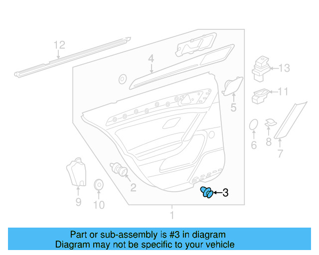Door Trim Panel Retainer Clip 3AA-868-243-A - View 76