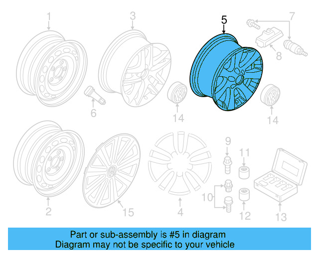 Wheel, Alloy 5N0-601-025-R-8Z8 - View 6