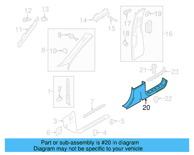 Lower Center Pillar Trim 7P0-853-846-F-82V - View 5