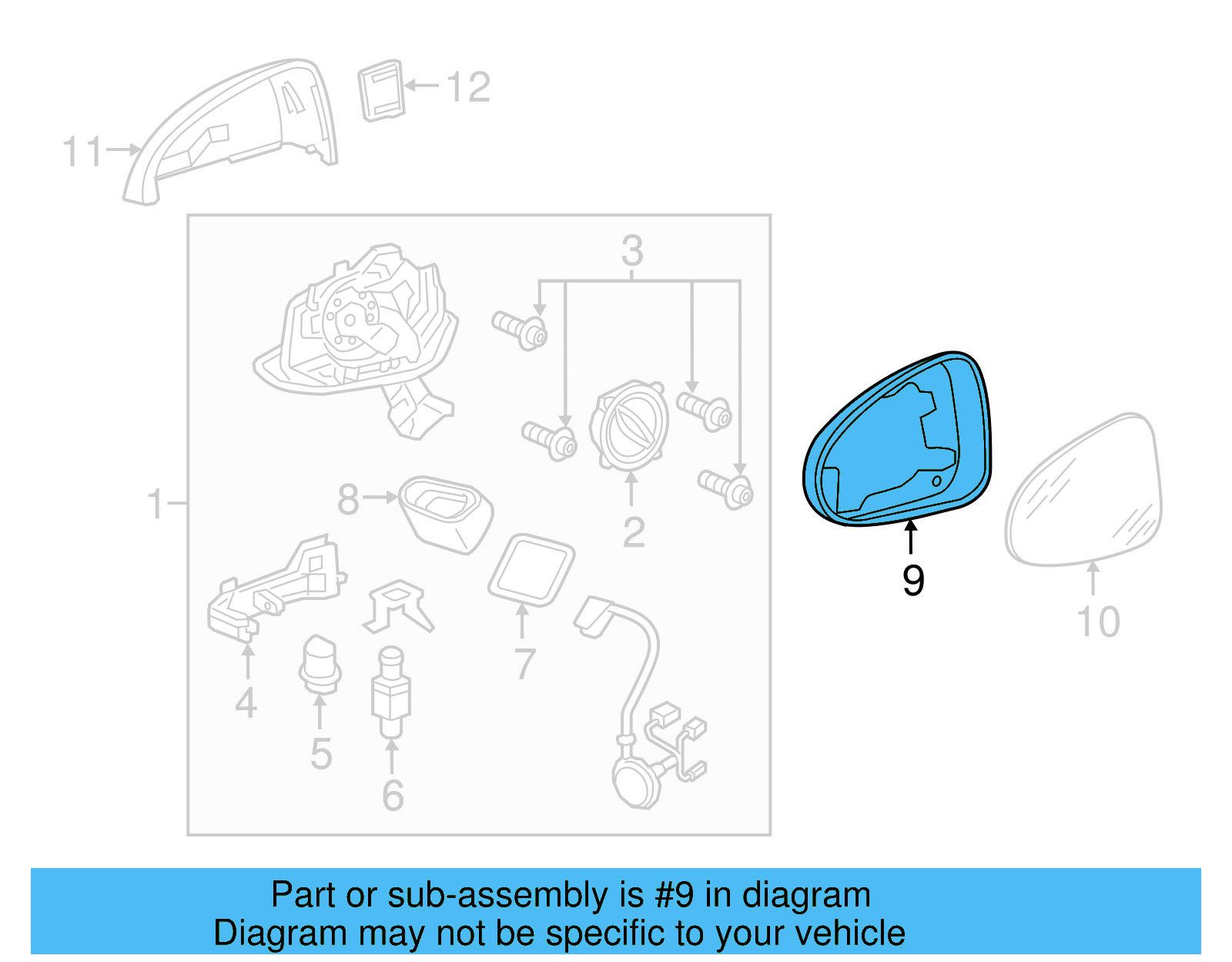 Glass Frame 7P6-857-601-9B9 - View 5