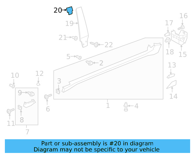 Pillar Trim Retainer 3G8-853-588-B - View 2