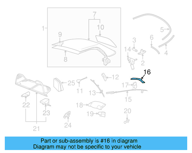 Convertible Top Housing Support 1Y0-871-063-B - View 4