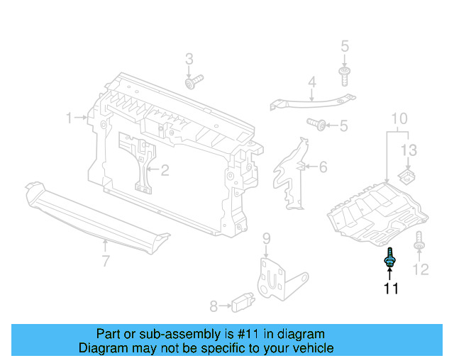 Radiator Support Splash Shield Screw WHT-000-729-A