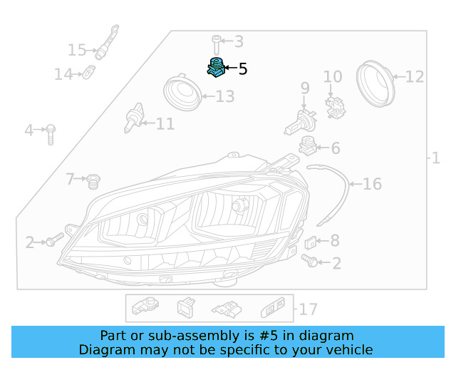 Headlamp Assembly Spacer 5G0-806-305 - View 12