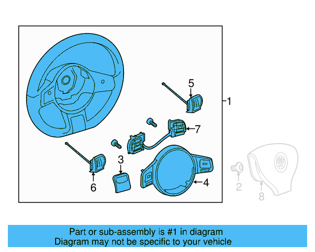 Steering Wheel (Unpainted) 5c0419091degru