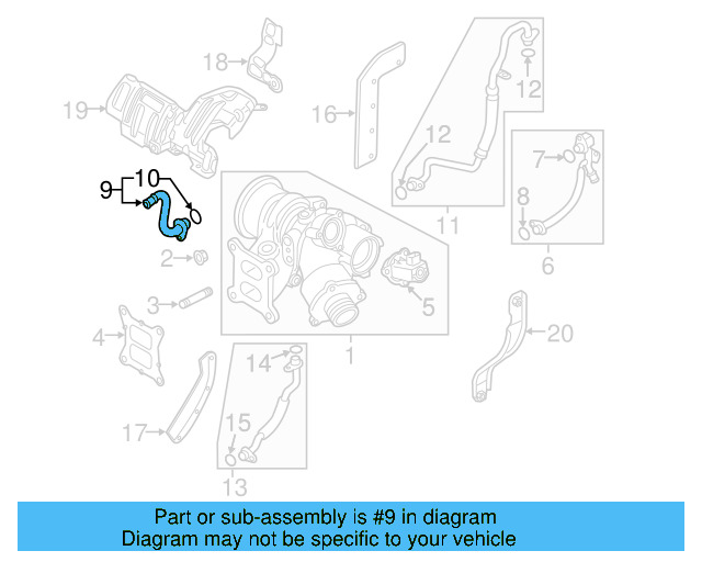 Water Outlet 06K-121-492-F - View 6