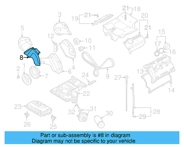 Center Timing Cover 078-109-107-M - View 3