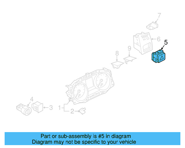 Hazard Switch 5G0-953-509-A - View 6