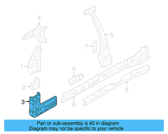 Hinge Pillar Lower Reinforced 3B0-809-204-C - View 6