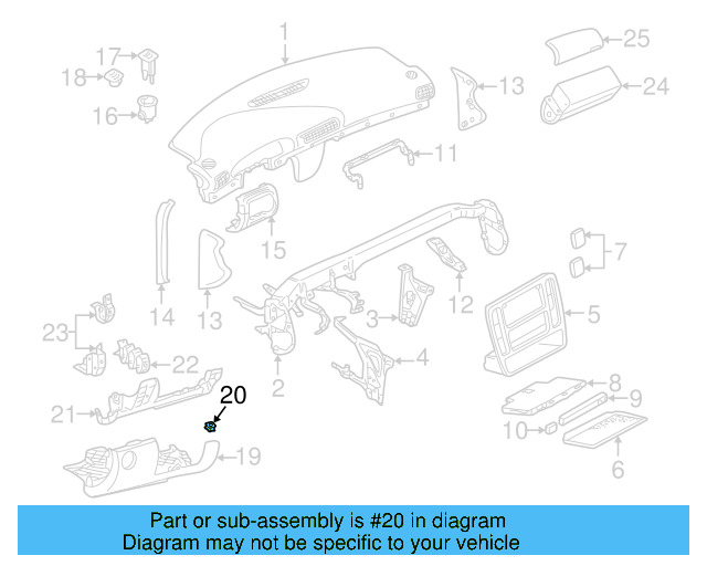 Knee Bolster Clip 893-857-119-A - View 2