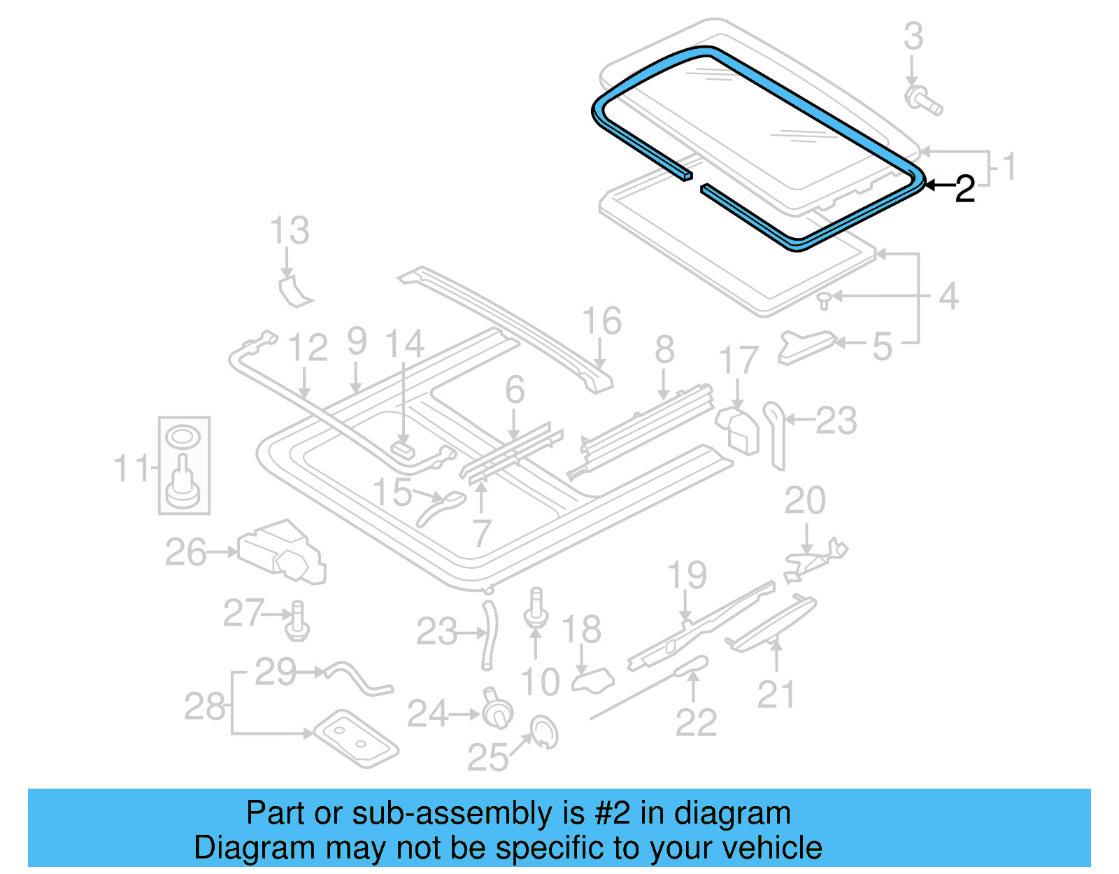 Sunroof Glass Gasket 8D0-877-297 - View 20