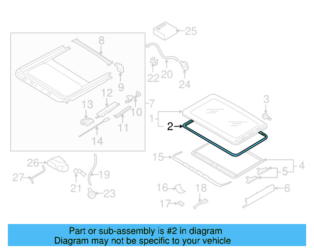 Sunroof Glass Gasket 8D0-877-297 - View 21