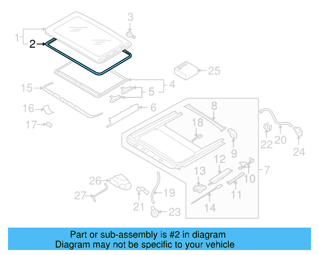 Sunroof Glass Gasket 8D0-877-297 - View 57