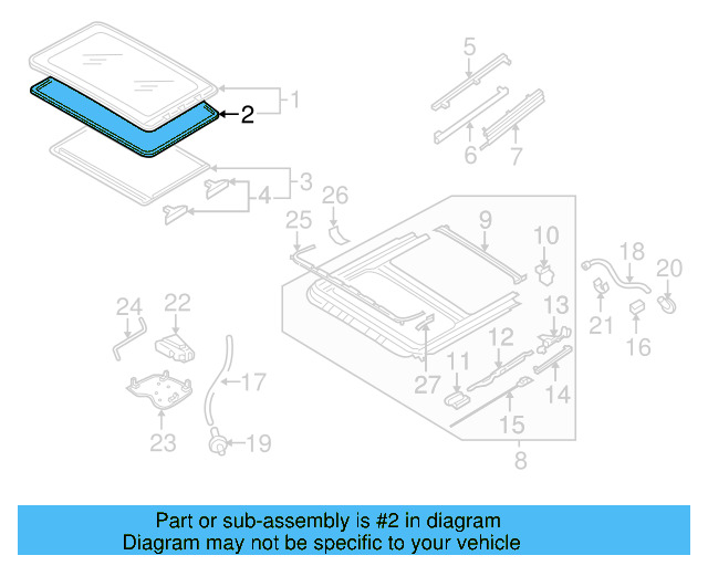 Sunroof Glass Gasket 8D0-877-297 - View 22