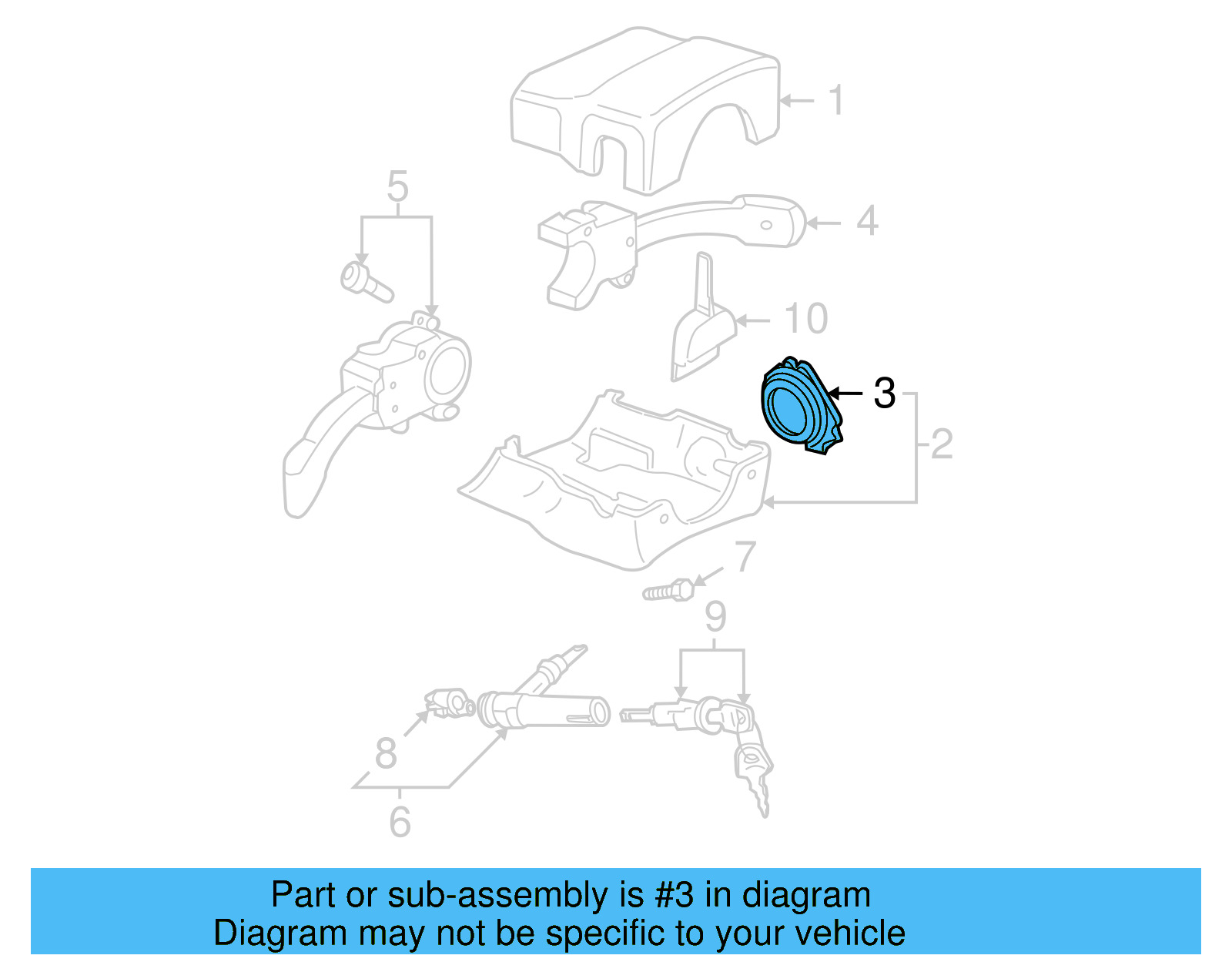 Steering Column Cover Grommet 8D0-905-869-01C - View 2