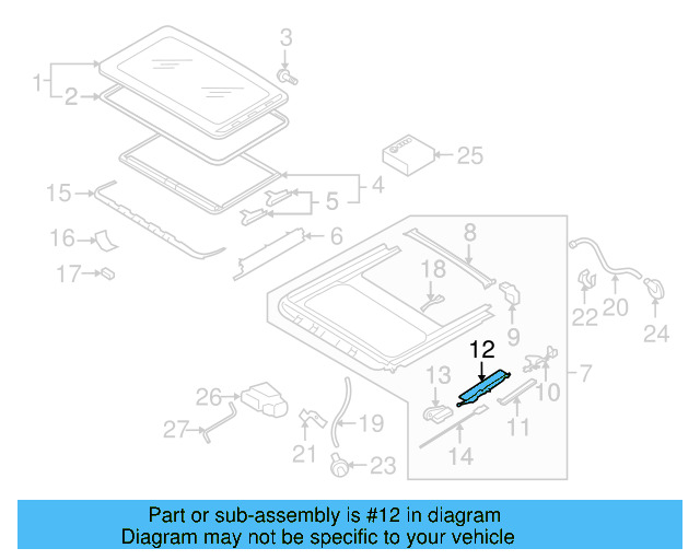 Sunroof Guide Jaw 8D5-877-151-A - View 44